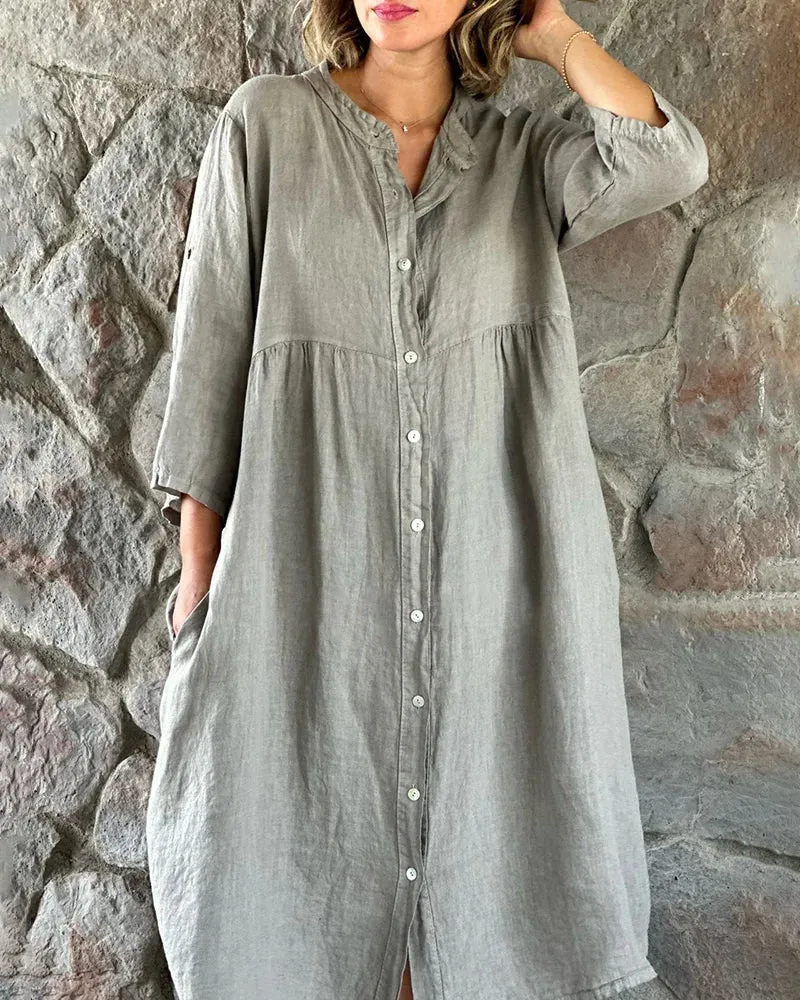 Annaliese - Loose shirt in maxi dress with tie-dye layered slit