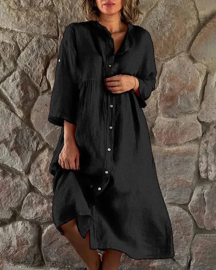 Annaliese - Loose shirt in maxi dress with tie-dye layered slit