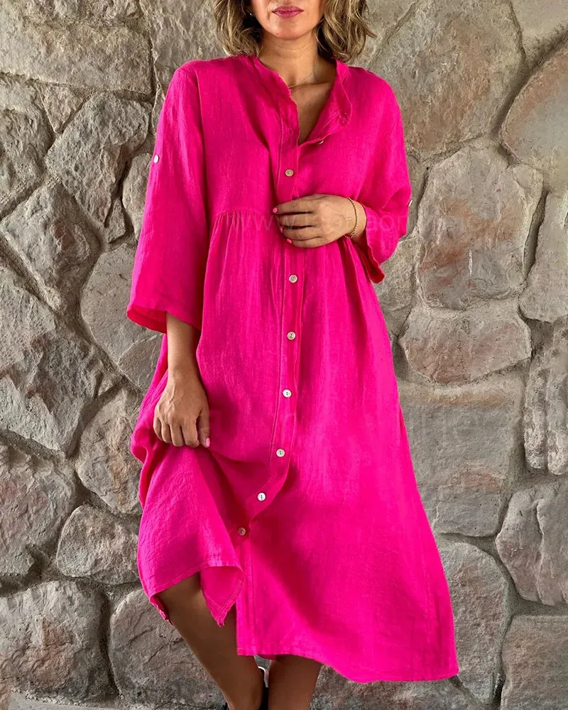 Annaliese - Loose shirt in maxi dress with tie-dye layered slit