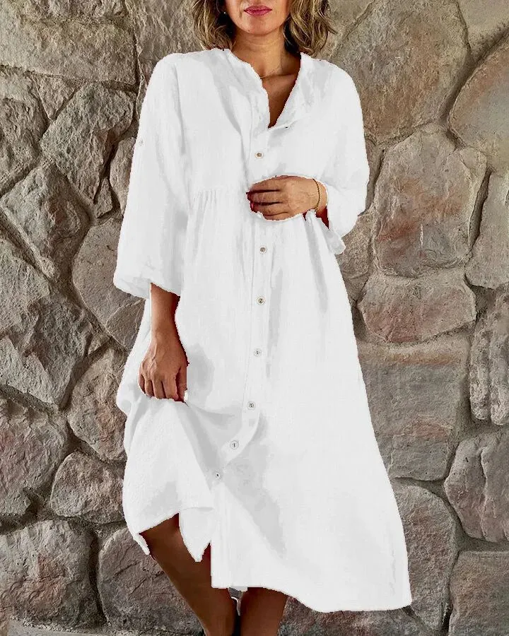 Annaliese - Loose shirt in maxi dress with tie-dye layered slit