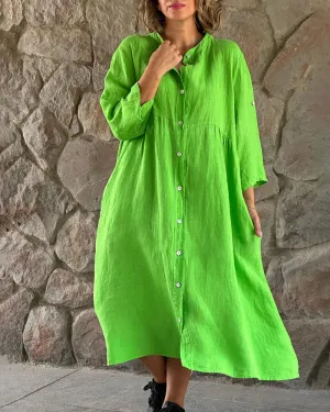Annaliese - Loose shirt in maxi dress with tie-dye layered slit