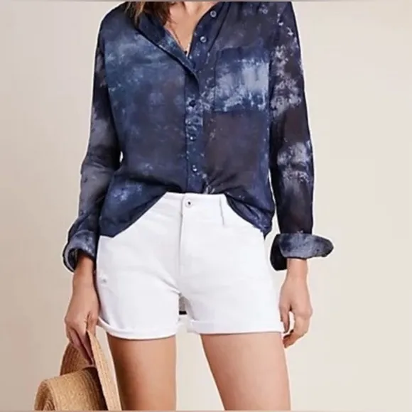 ANTHROPOLOGIE white slim boyfriend shorts sz 28