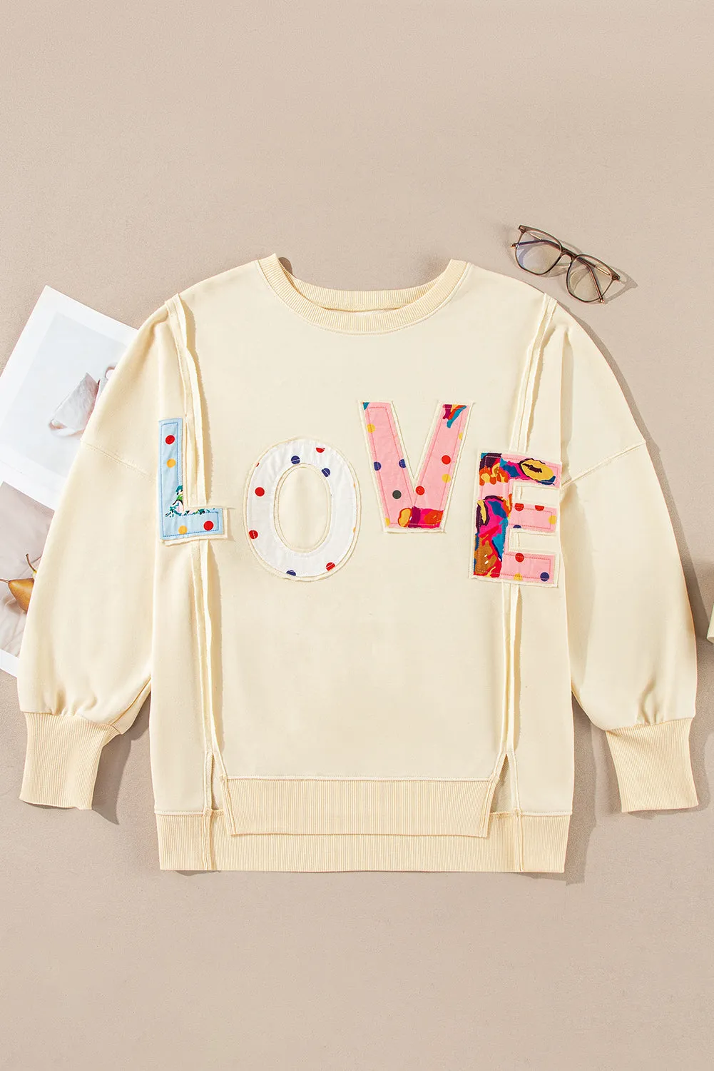 Apricot LOVE PATCH Graphic Oversized Sweatshirt
