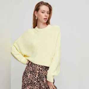 Aritzia Wilfred Mimi Sweater in Fluro Lime cropped batwing yellow soft cozy L