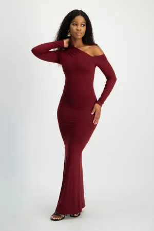 Asymmetric Long Sleeve Lounge Maxi Dress