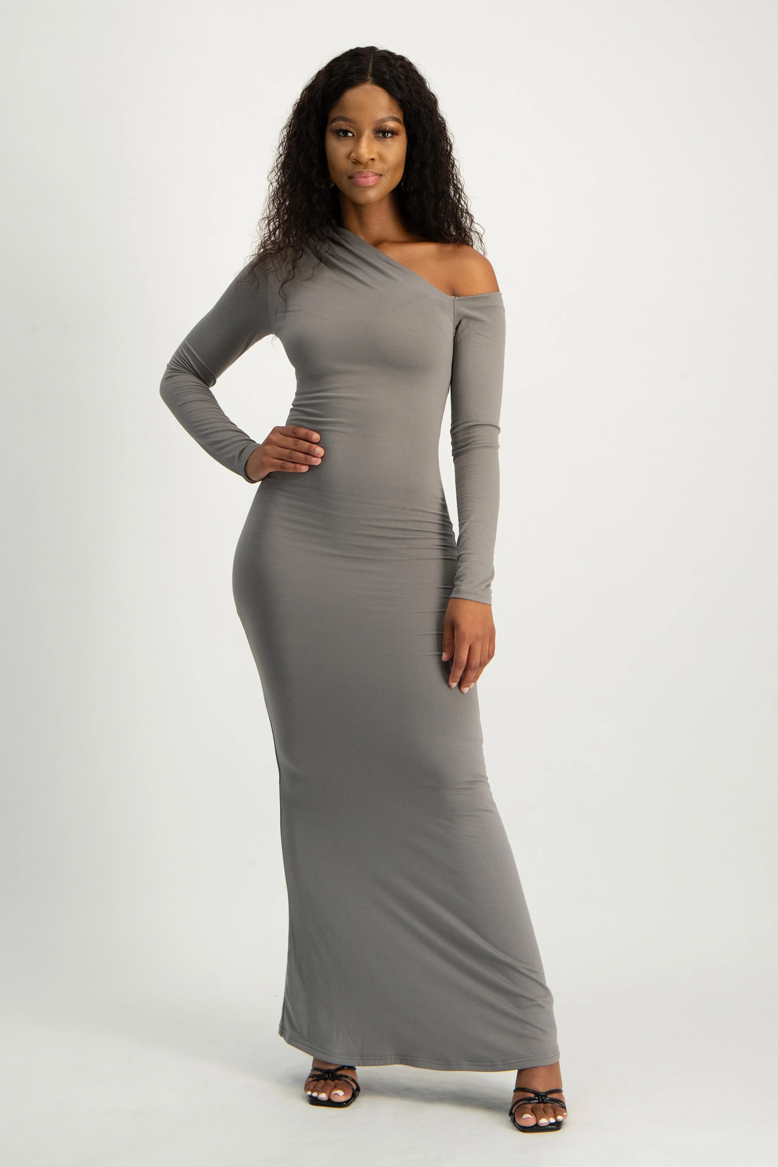 Asymmetric Long Sleeve Lounge Maxi Dress