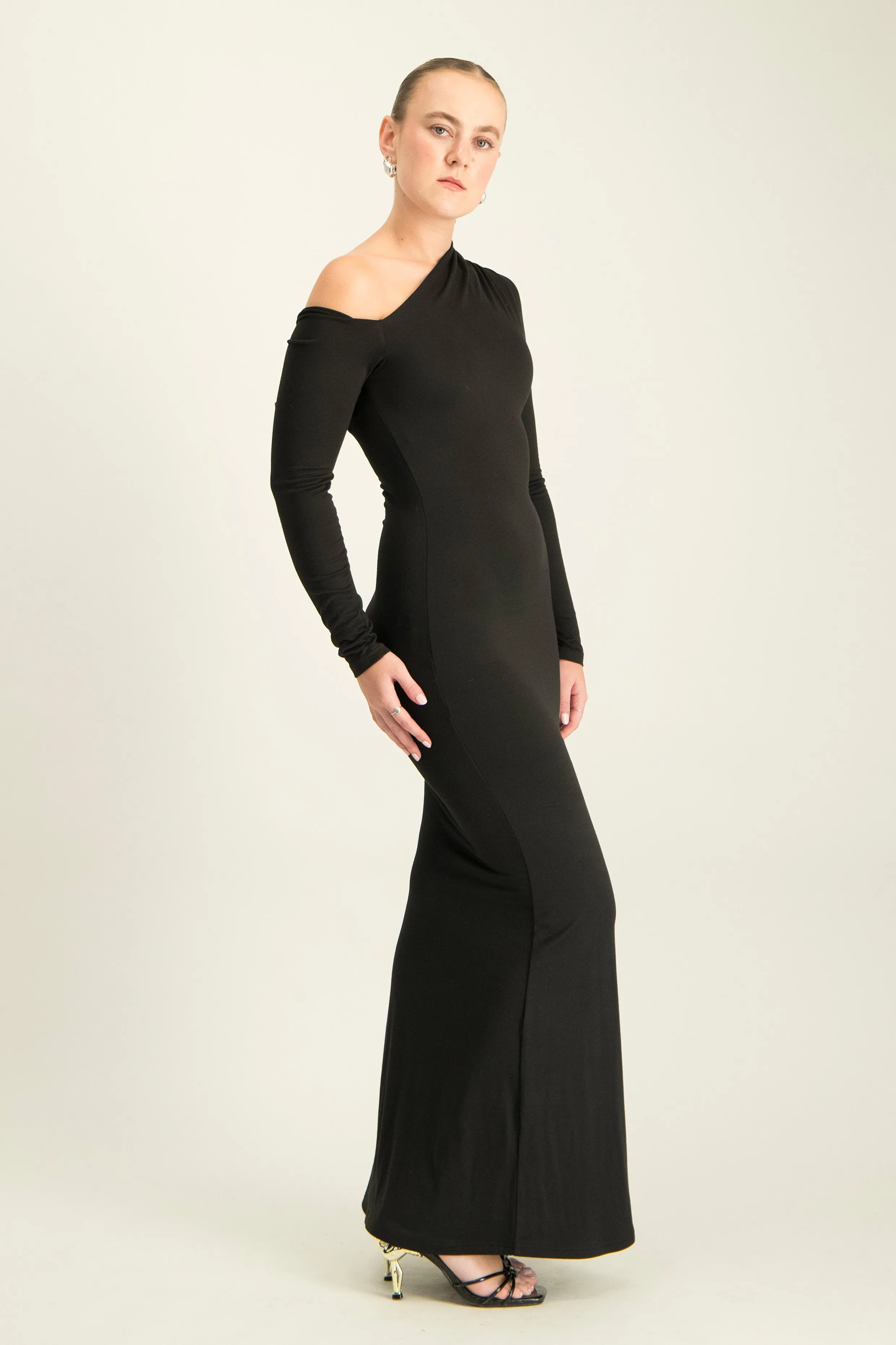 Asymmetric Long Sleeve Lounge Maxi Dress