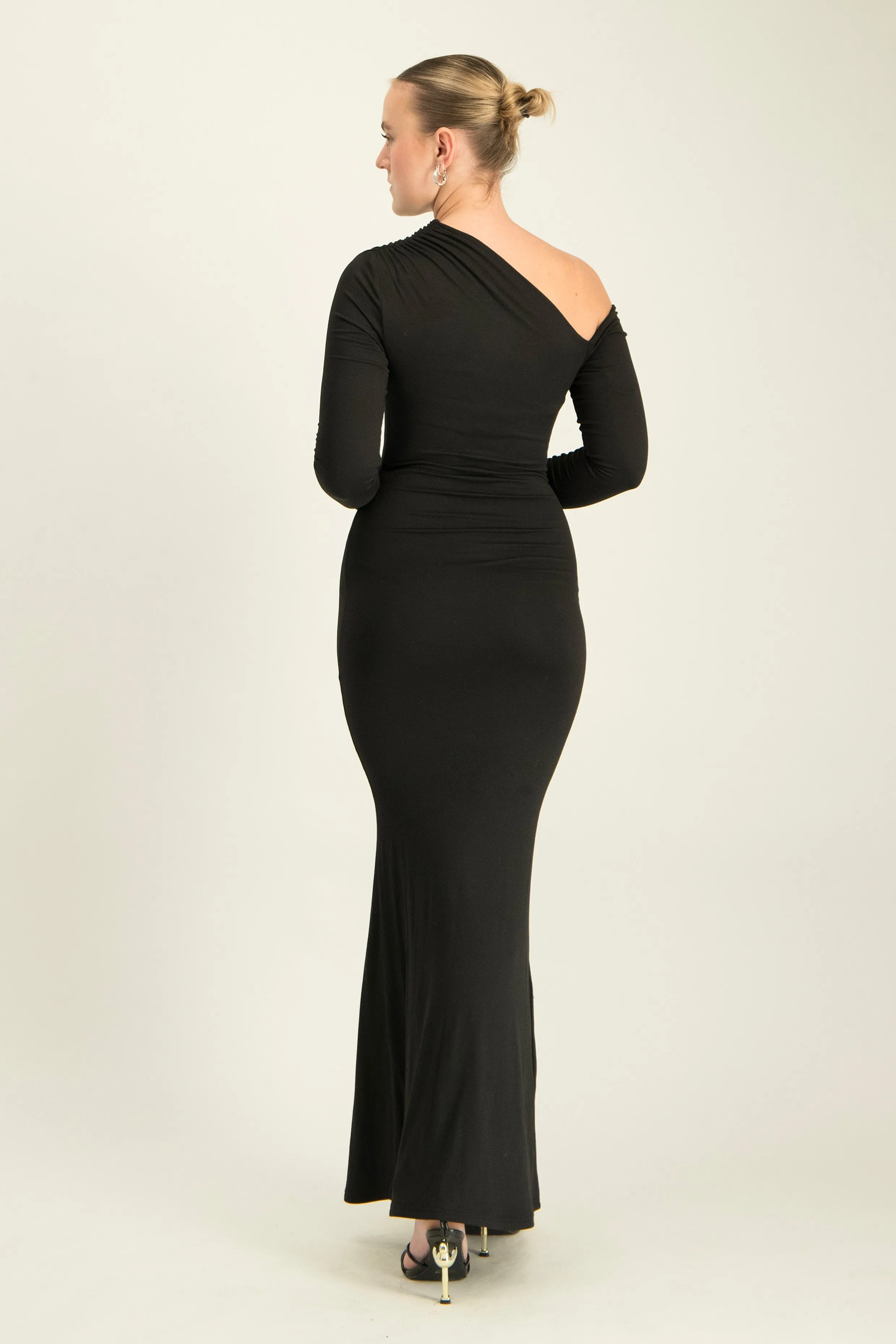 Asymmetric Long Sleeve Lounge Maxi Dress