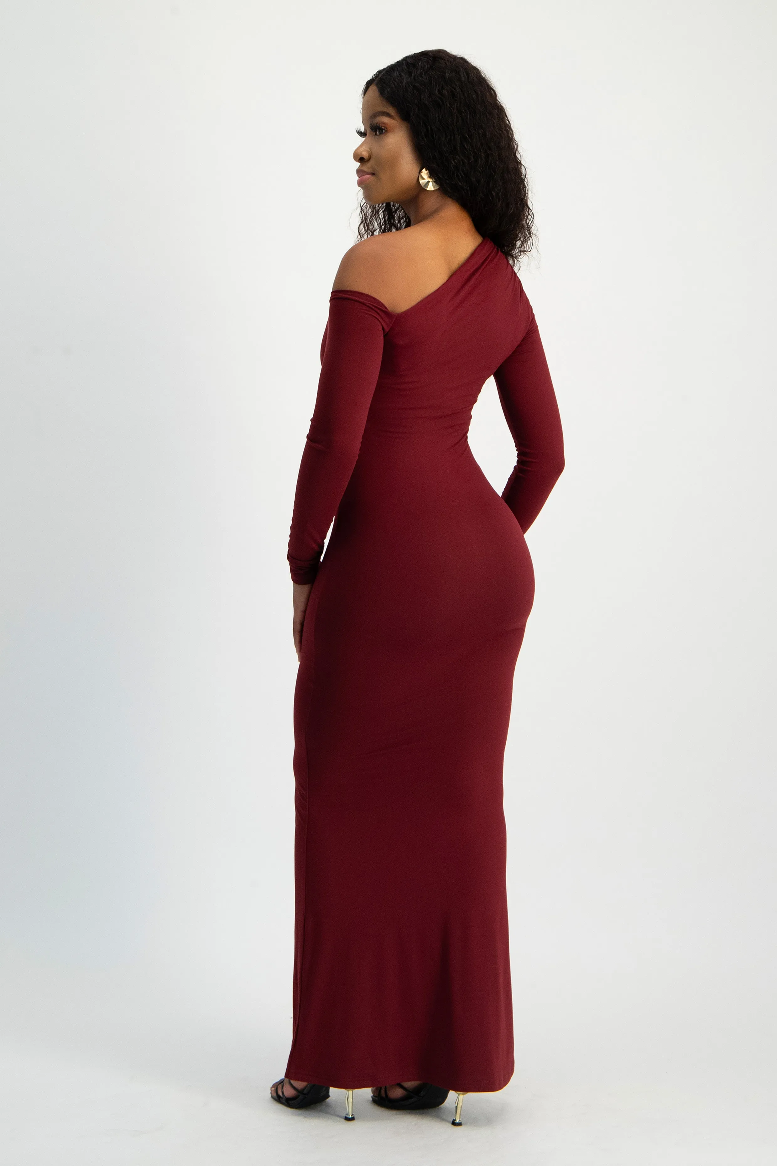 Asymmetric Long Sleeve Lounge Maxi Dress