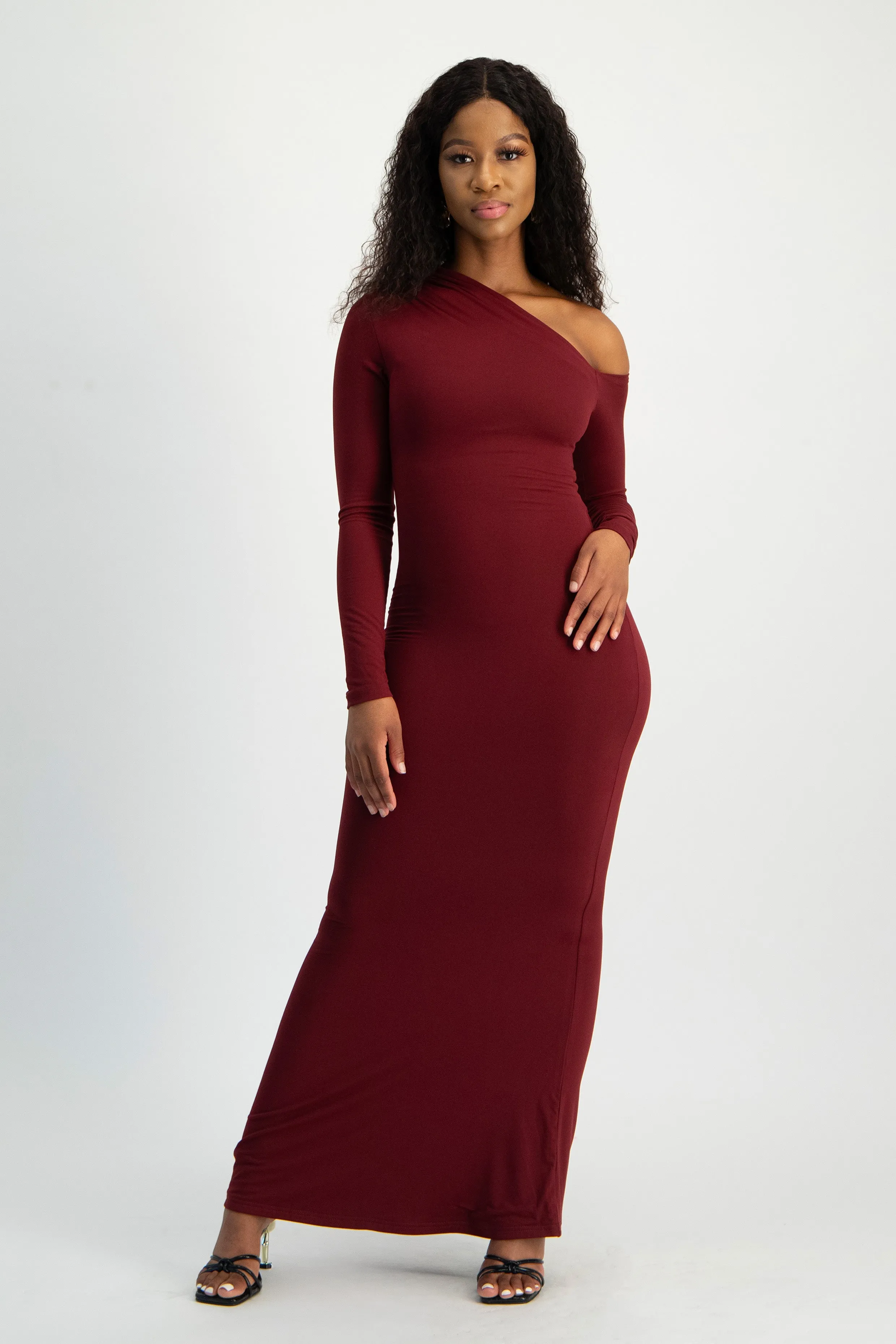 Asymmetric Long Sleeve Lounge Maxi Dress