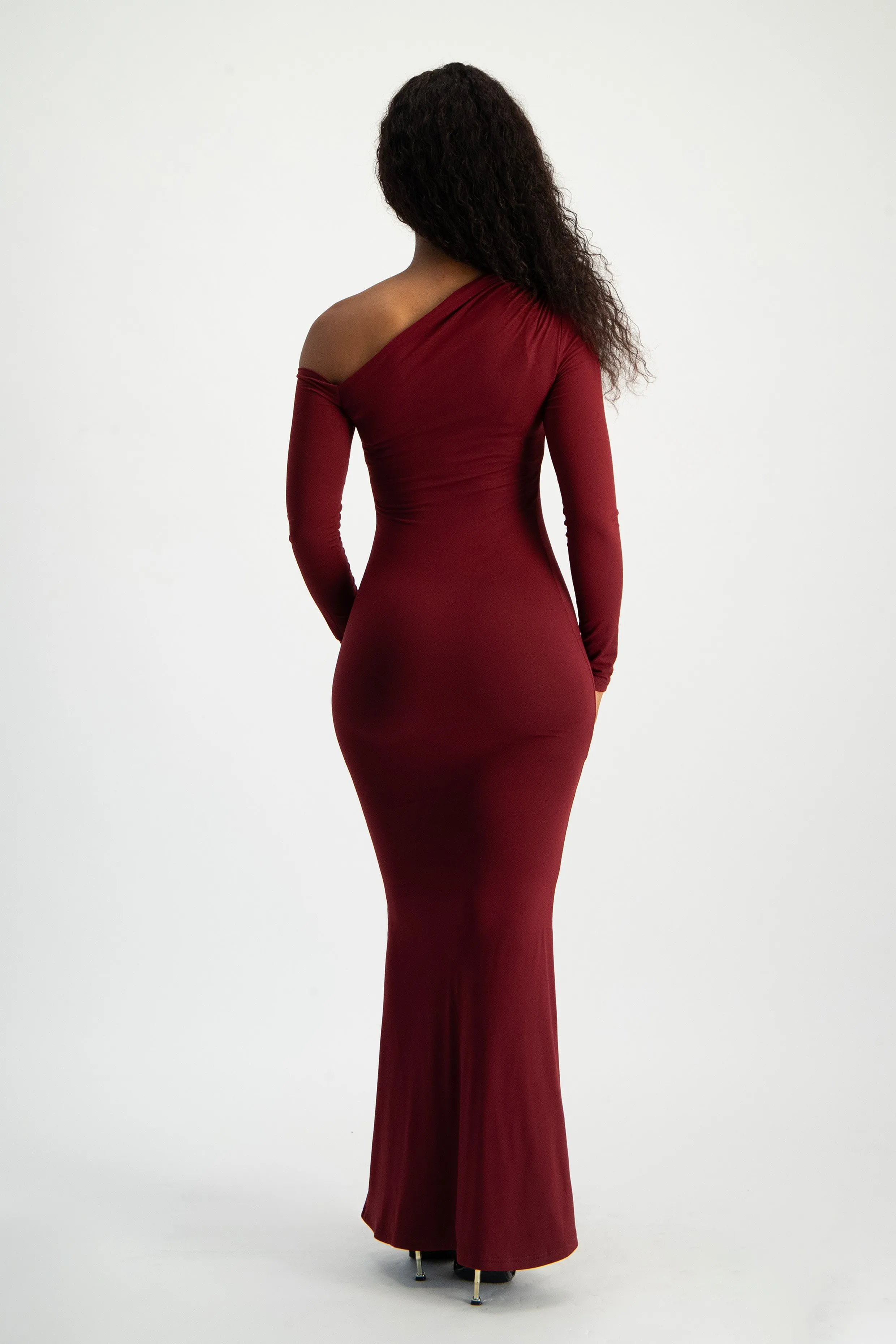 Asymmetric Long Sleeve Lounge Maxi Dress