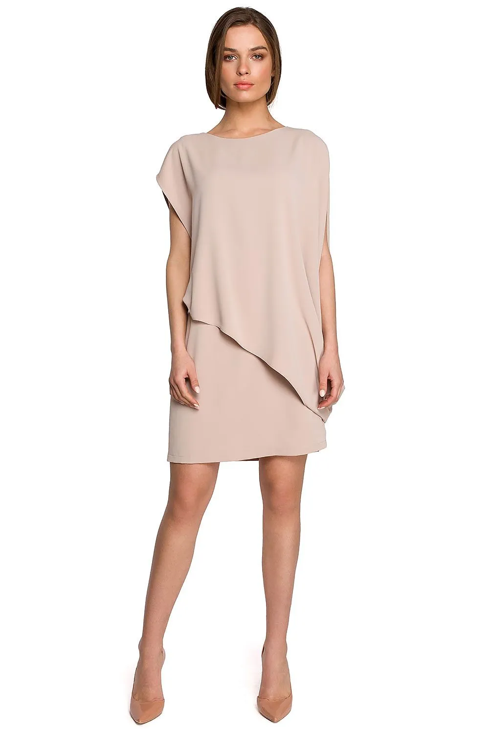 Asymmetrical Layered Dress with Zipper