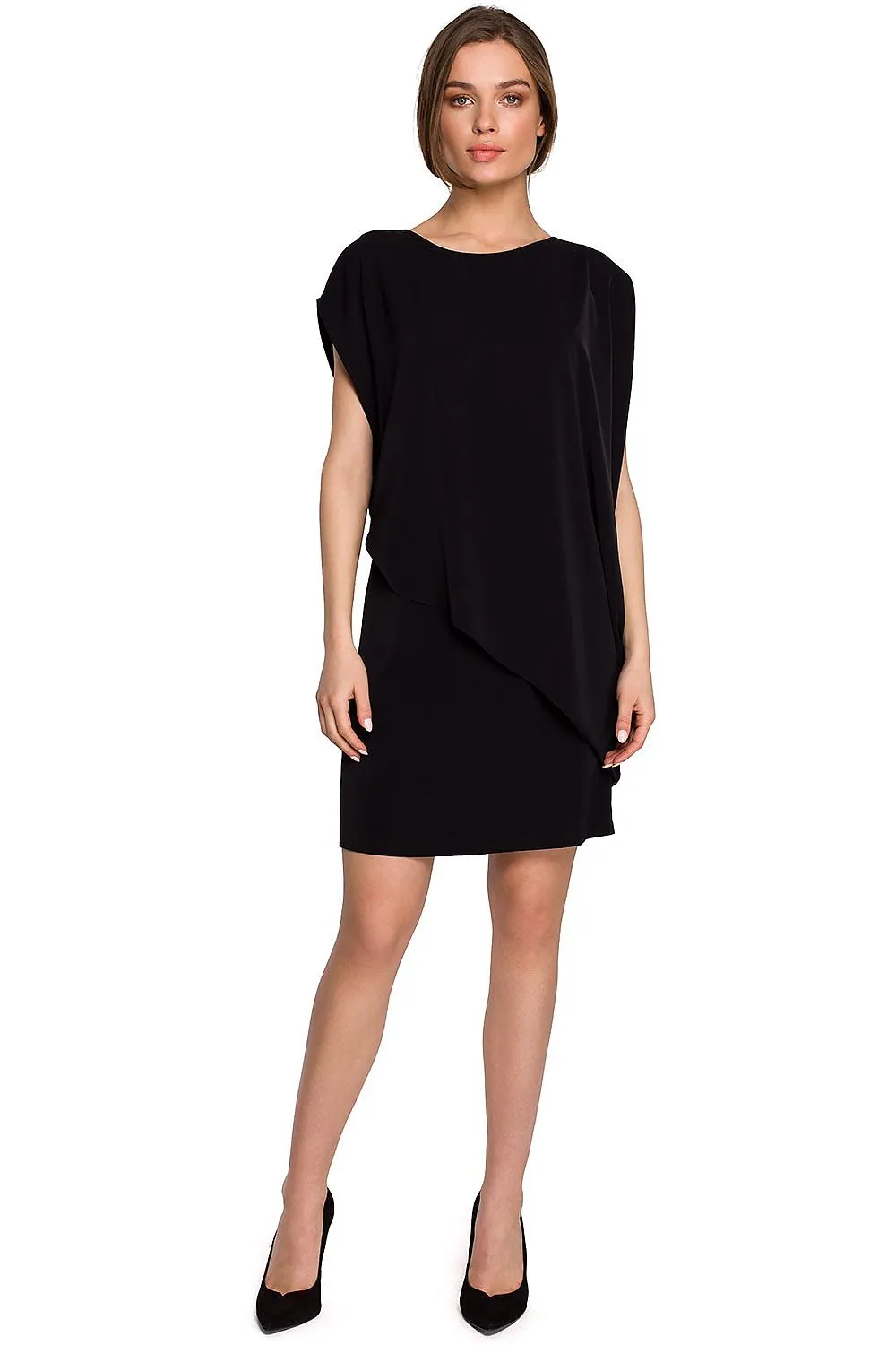Asymmetrical Layered Dress with Zipper