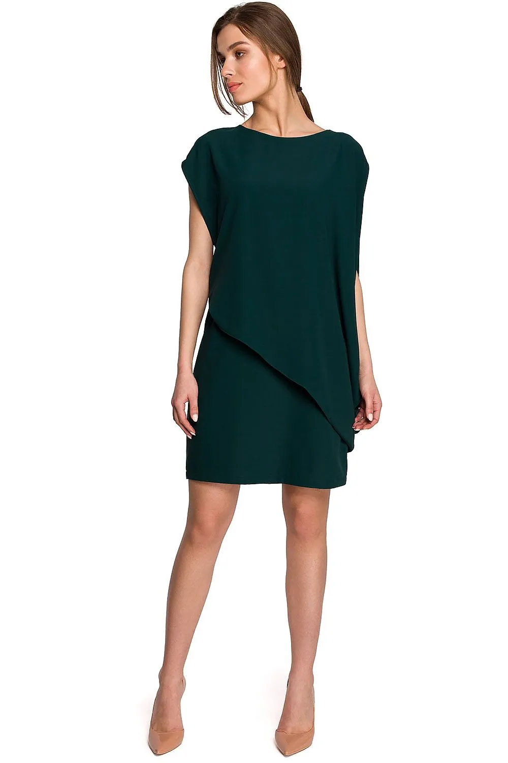 Asymmetrical Layered Dress with Zipper