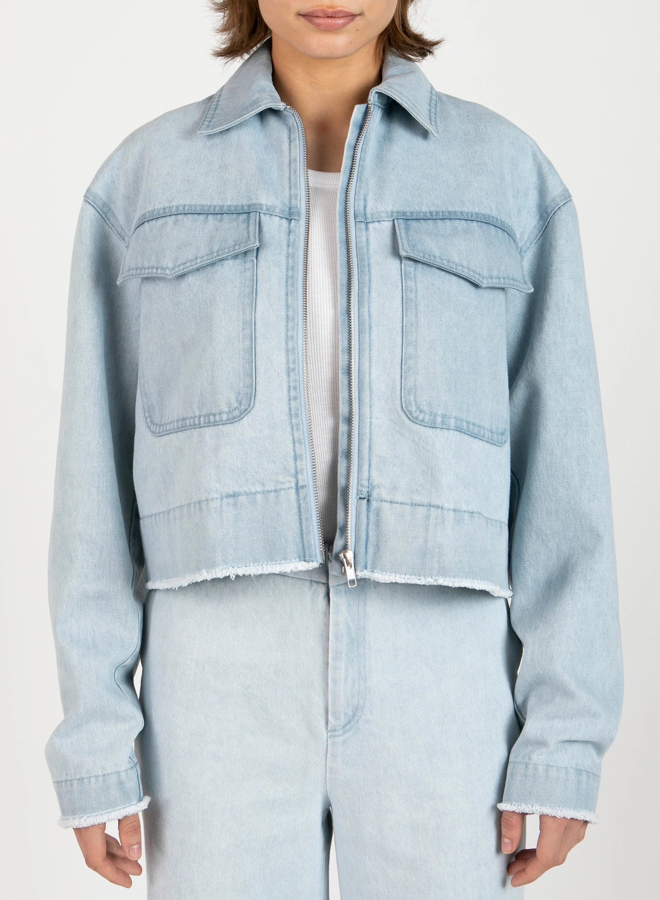 ATM Washed Denim Cropped Jacket
