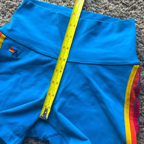 Aviator Nation yoga gym workout shorts, women’s XS, royal blue w/color 5 stripe