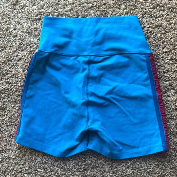 Aviator Nation yoga gym workout shorts, women’s XS, royal blue w/color 5 stripe