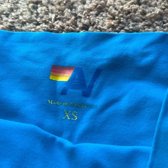 Aviator Nation yoga gym workout shorts, women’s XS, royal blue w/color 5 stripe