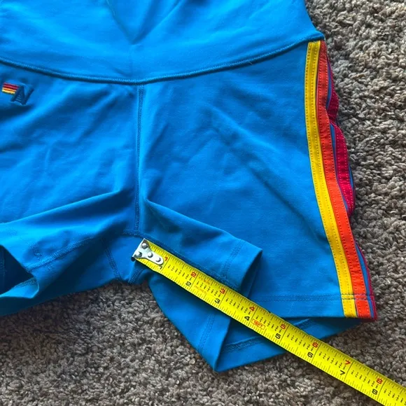 Aviator Nation yoga gym workout shorts, women’s XS, royal blue w/color 5 stripe