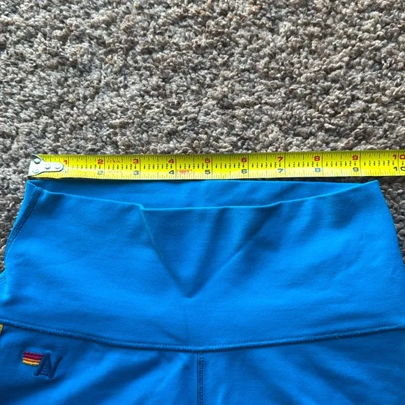 Aviator Nation yoga gym workout shorts, women’s XS, royal blue w/color 5 stripe