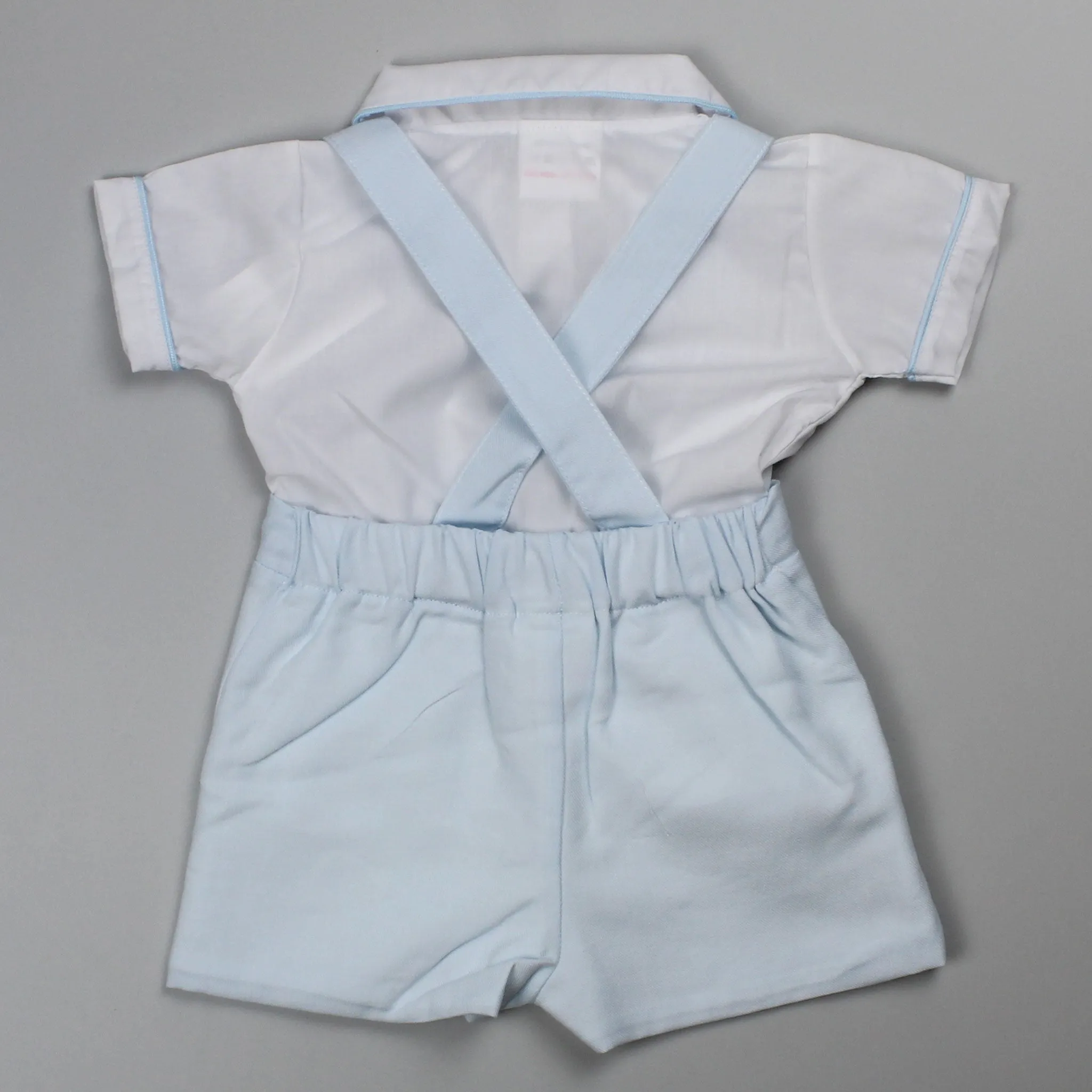 Baby Boys Shirt & Shorts with Braces - Light Blue