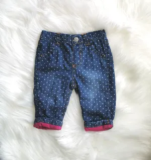 BABY GIRL SIZE 0/3 MONTHS - CAT & JACK, Soft & Cozy, Lined Polkadot Pants EUC B46