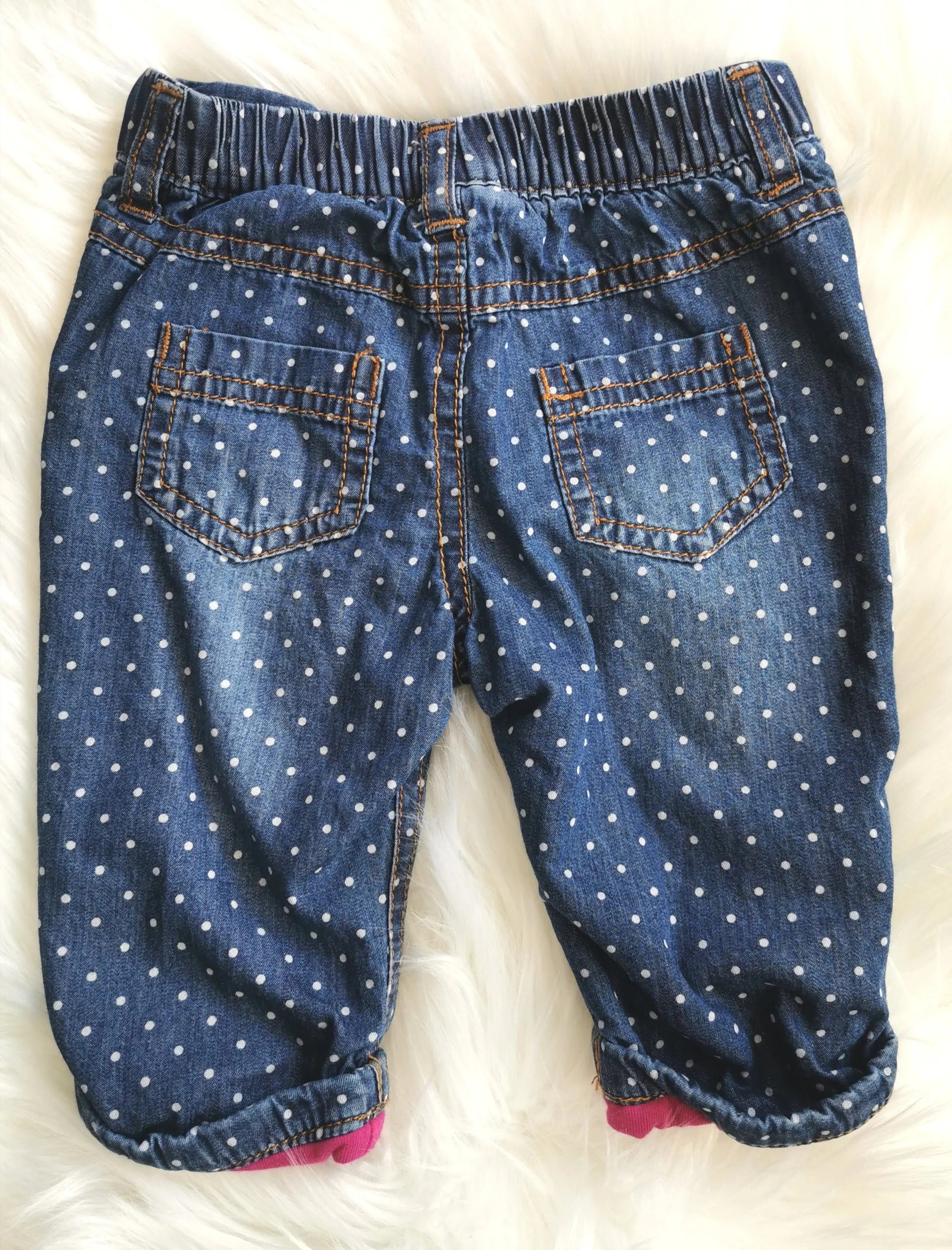 BABY GIRL SIZE 0/3 MONTHS - CAT & JACK, Soft & Cozy, Lined Polkadot Pants EUC B46