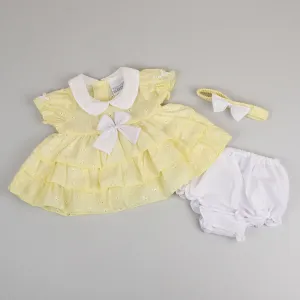 Baby Girls Lemon Dress Set with Knickers and Headband