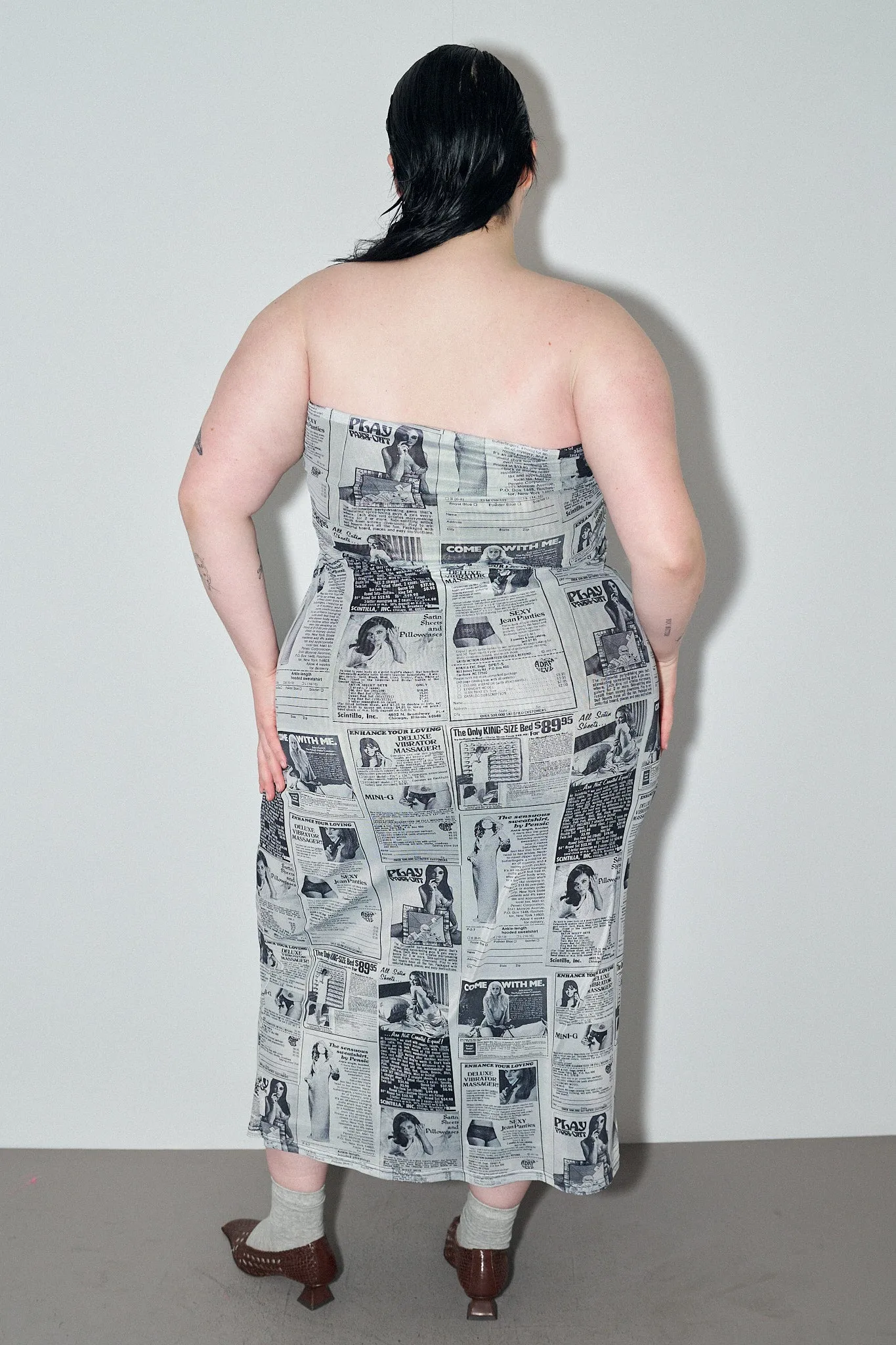 Back Pages Mesh Strapless Dress