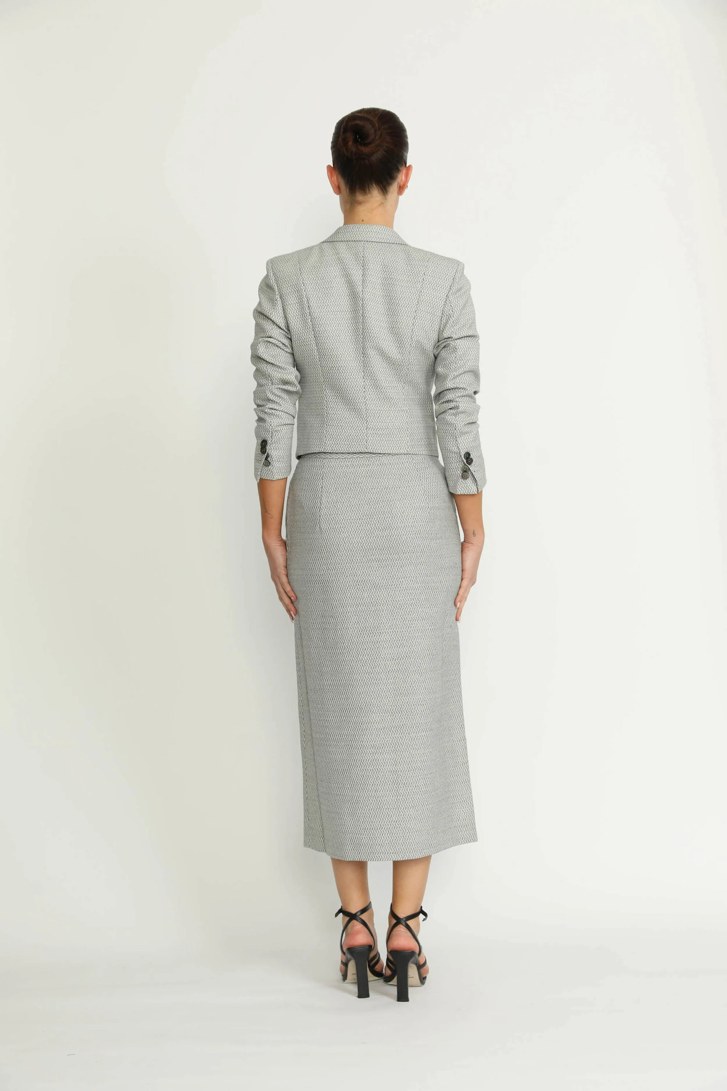 Barreiro Jacket - Barreiro Grey Diamond Twill Cropped Fitted Jacket