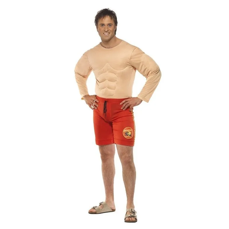 Baywatch Lifeguard Costume with Muscle Chest