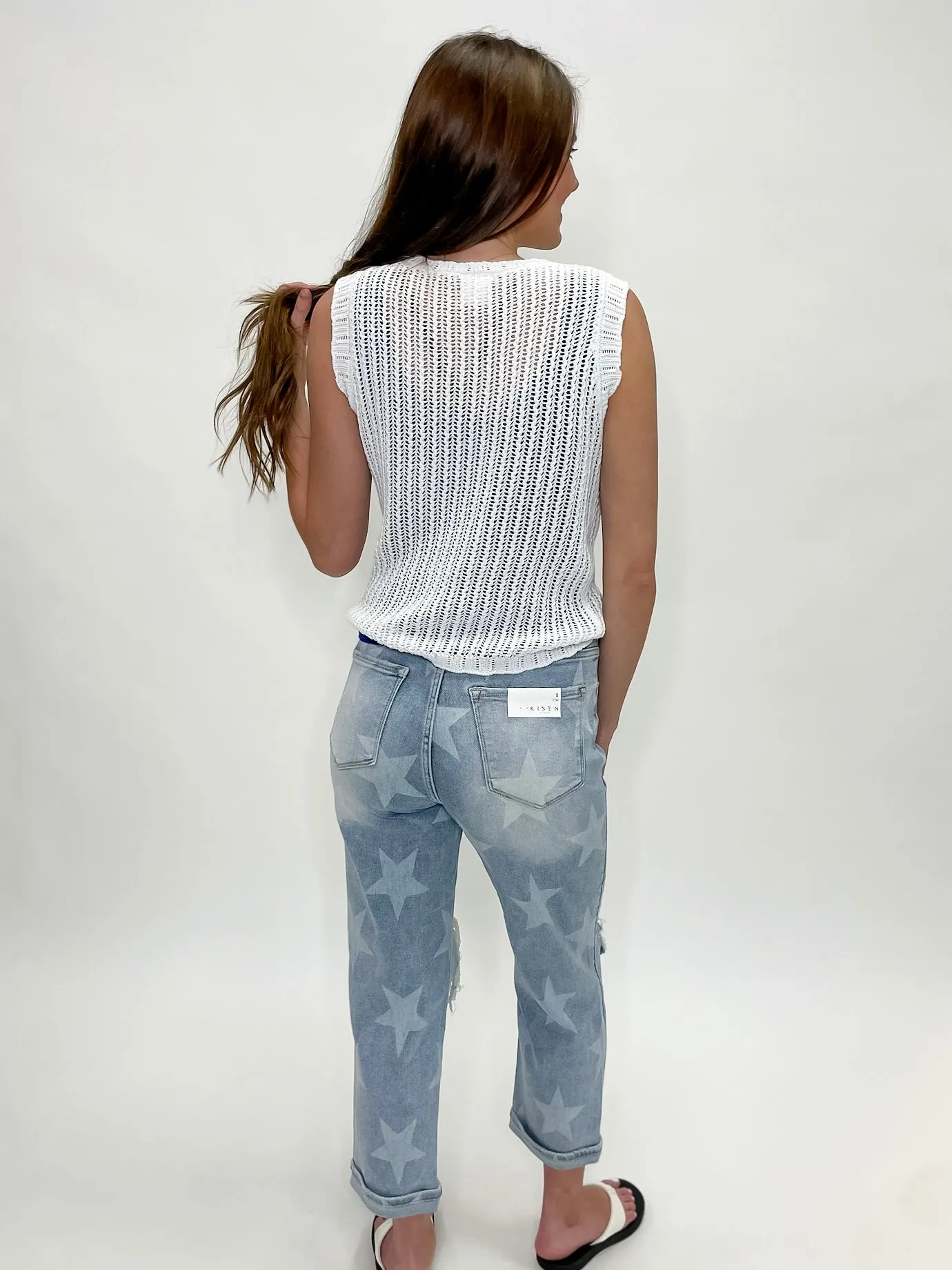 Beach Breeze White Crochet Tank