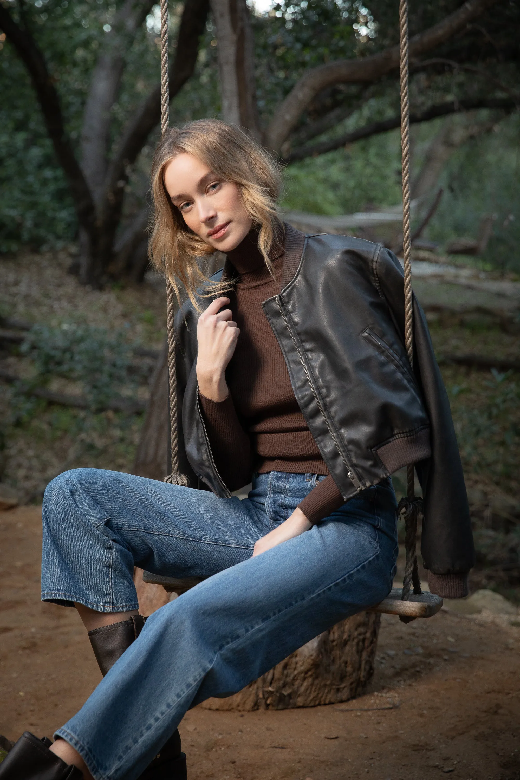 Becca Vintage Brown Vegan Leather Jacket