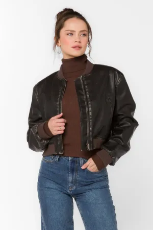 Becca Vintage Brown Vegan Leather Jacket