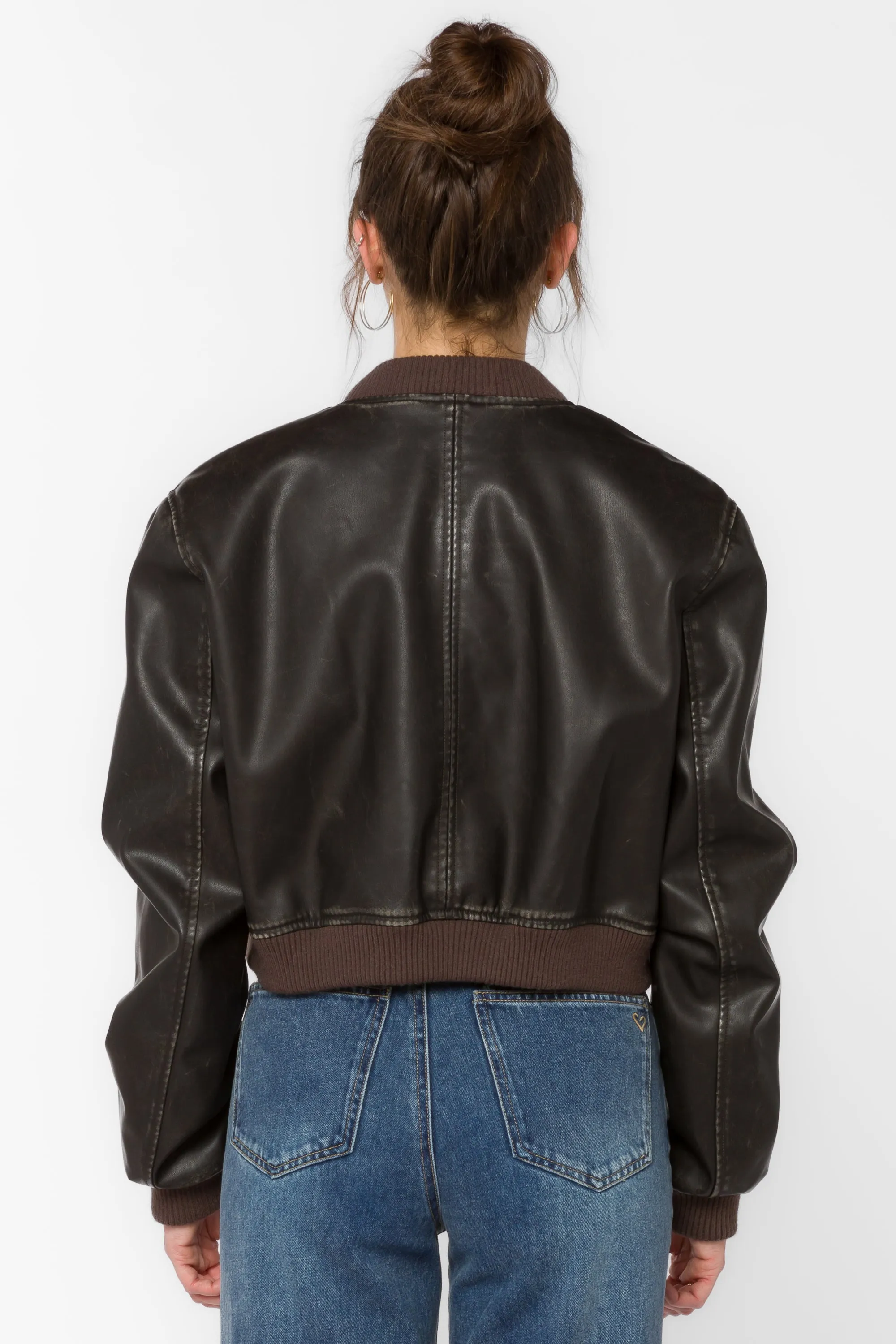 Becca Vintage Brown Vegan Leather Jacket