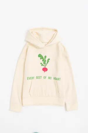 Beige Graphic Oversized Hoodie