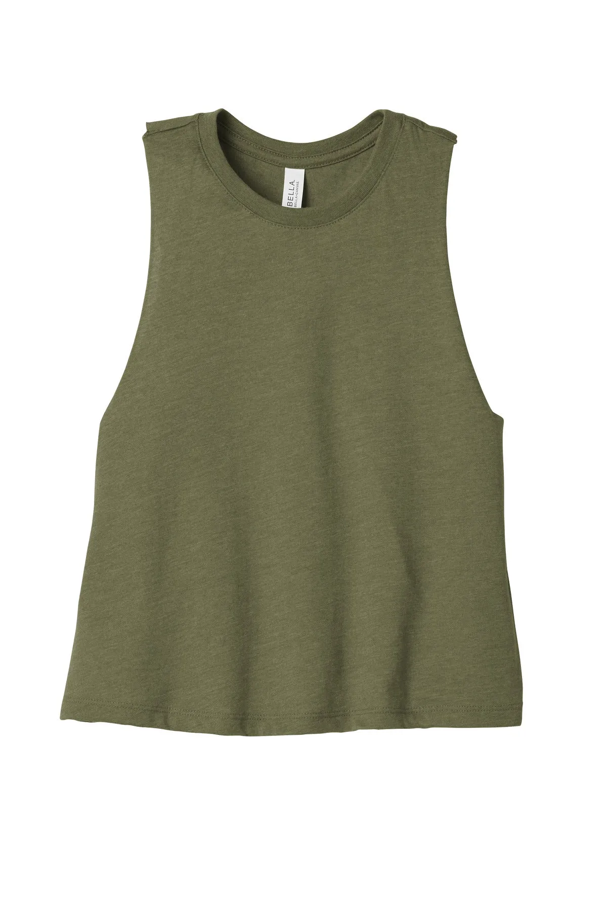 BELLA CANVAS  Women's Racerback Cropped Tank. BC6682 Heather Olive