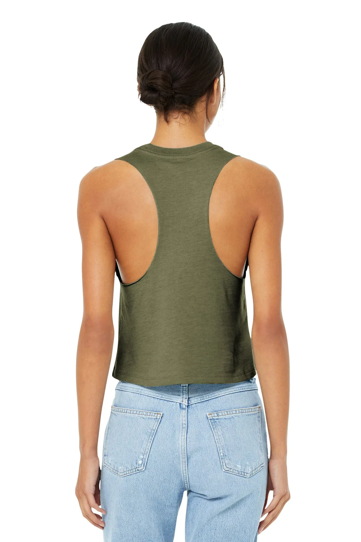 BELLA CANVAS  Women's Racerback Cropped Tank. BC6682 Heather Olive