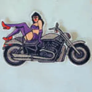 Bike Girl Embroidered Patch – 4 Inch Iron-On or Sew-On