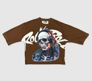 BKYS-T1261-Rock & Roll Crop Tee