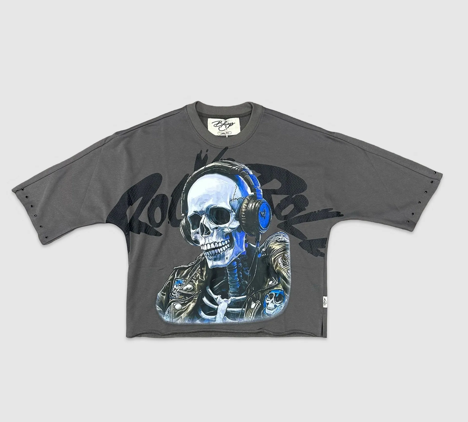 BKYS-T1261-Rock & Roll Crop Tee