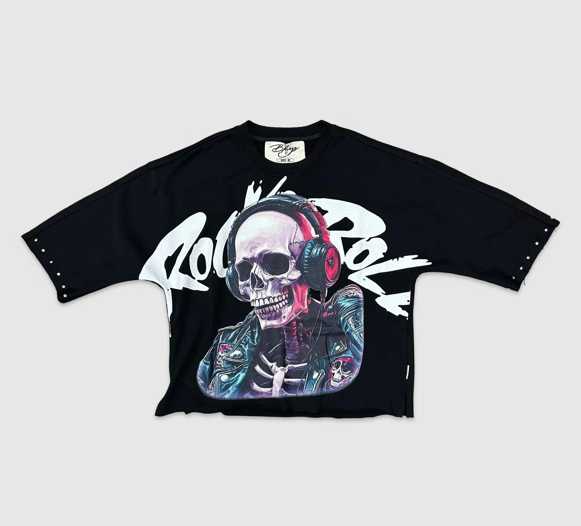 BKYS-T1261-Rock & Roll Crop Tee
