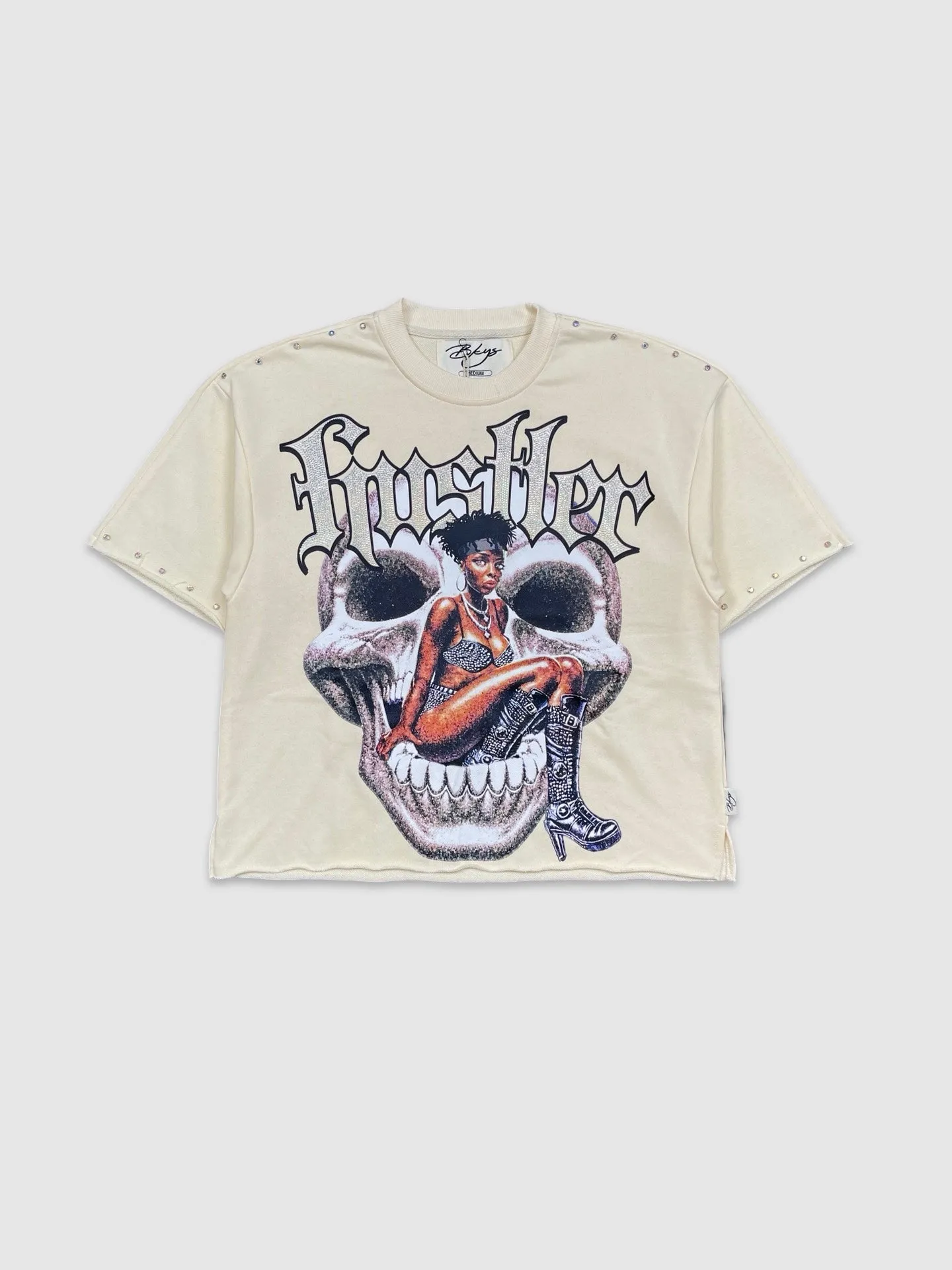 BKYS-T1287-Born Hustler Cropped Tee
