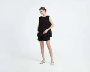 Black Airy Bamboo Maternity Shorts