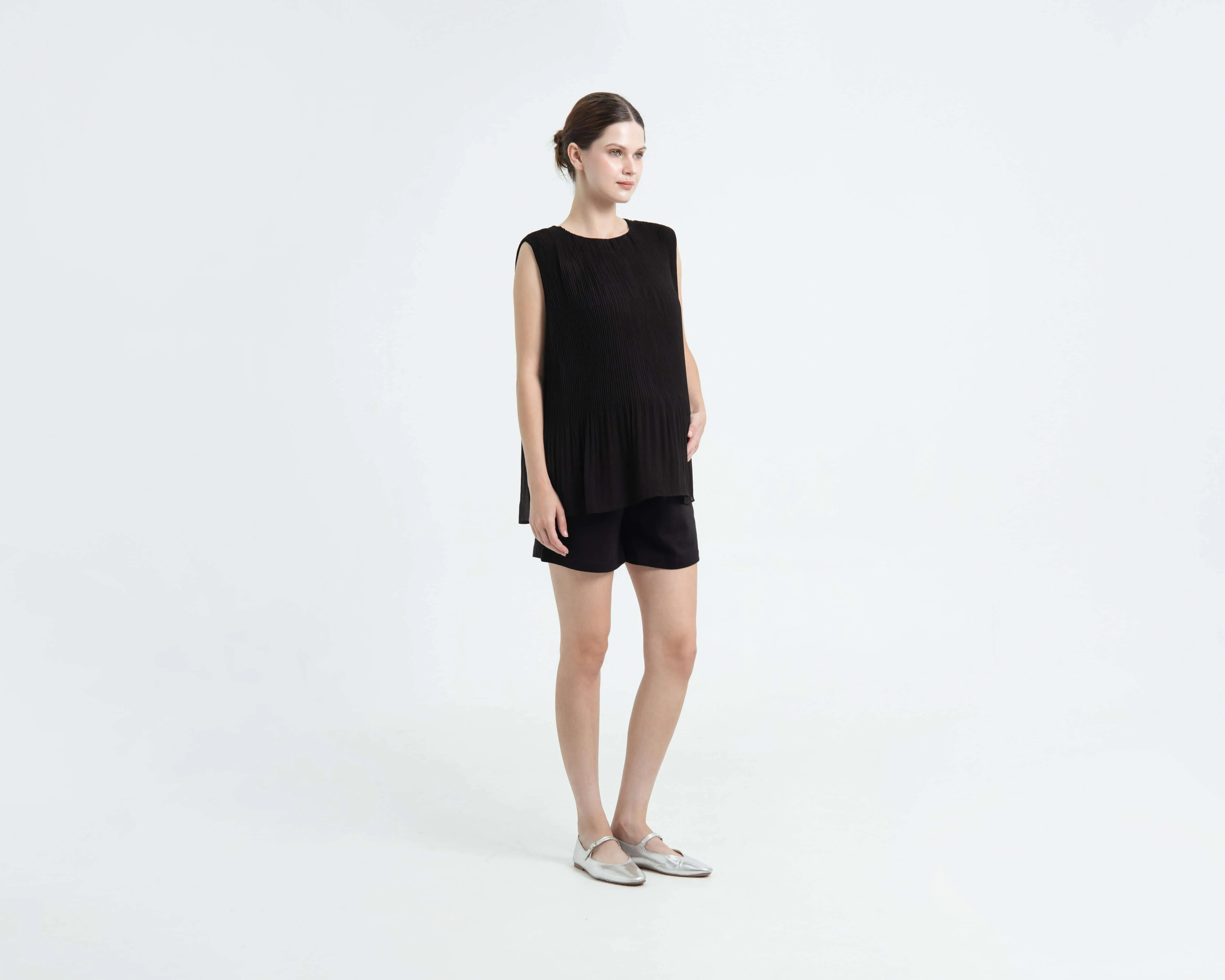 Black Airy Bamboo Maternity Shorts