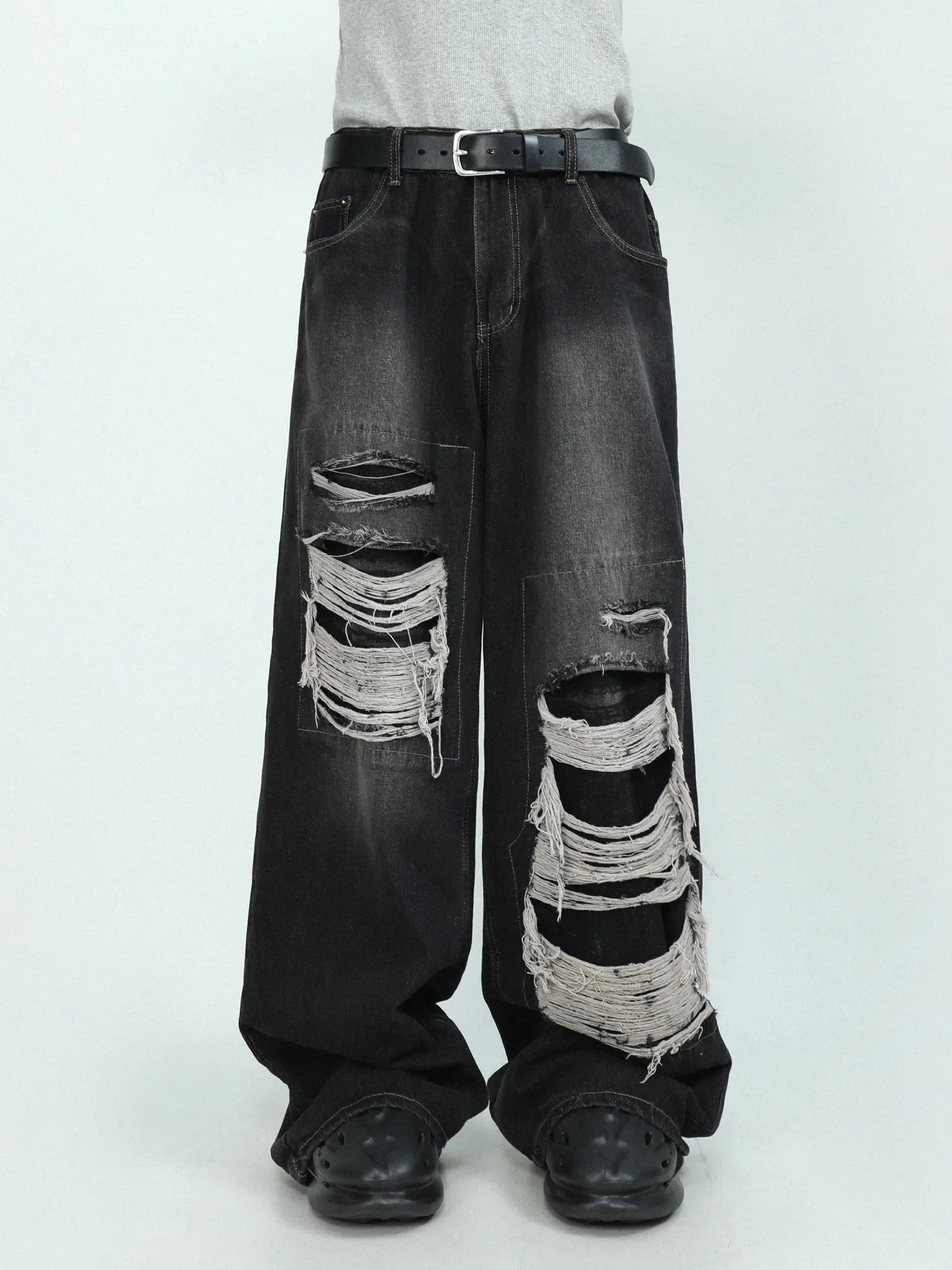 Black Baggy Ripped Jeans Men