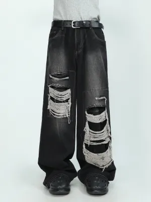 Black Baggy Ripped Jeans Men