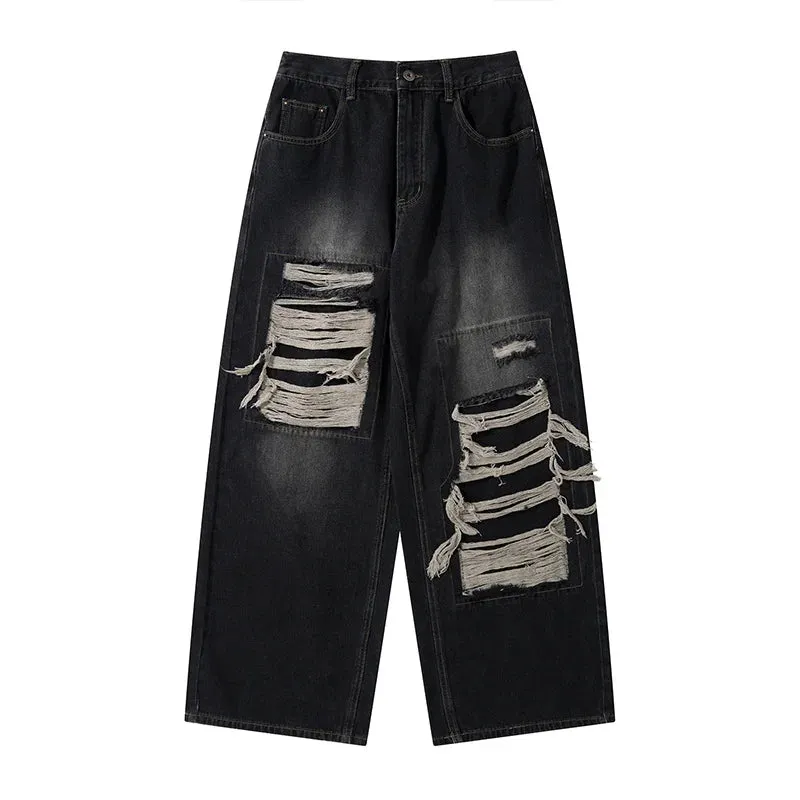 Black Baggy Ripped Jeans Men