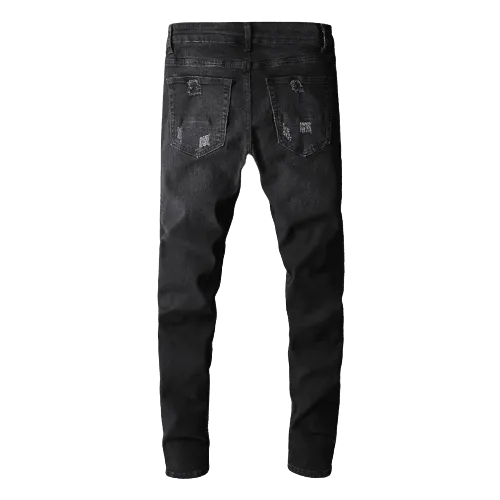 Black Bandanna Ripped Jeans