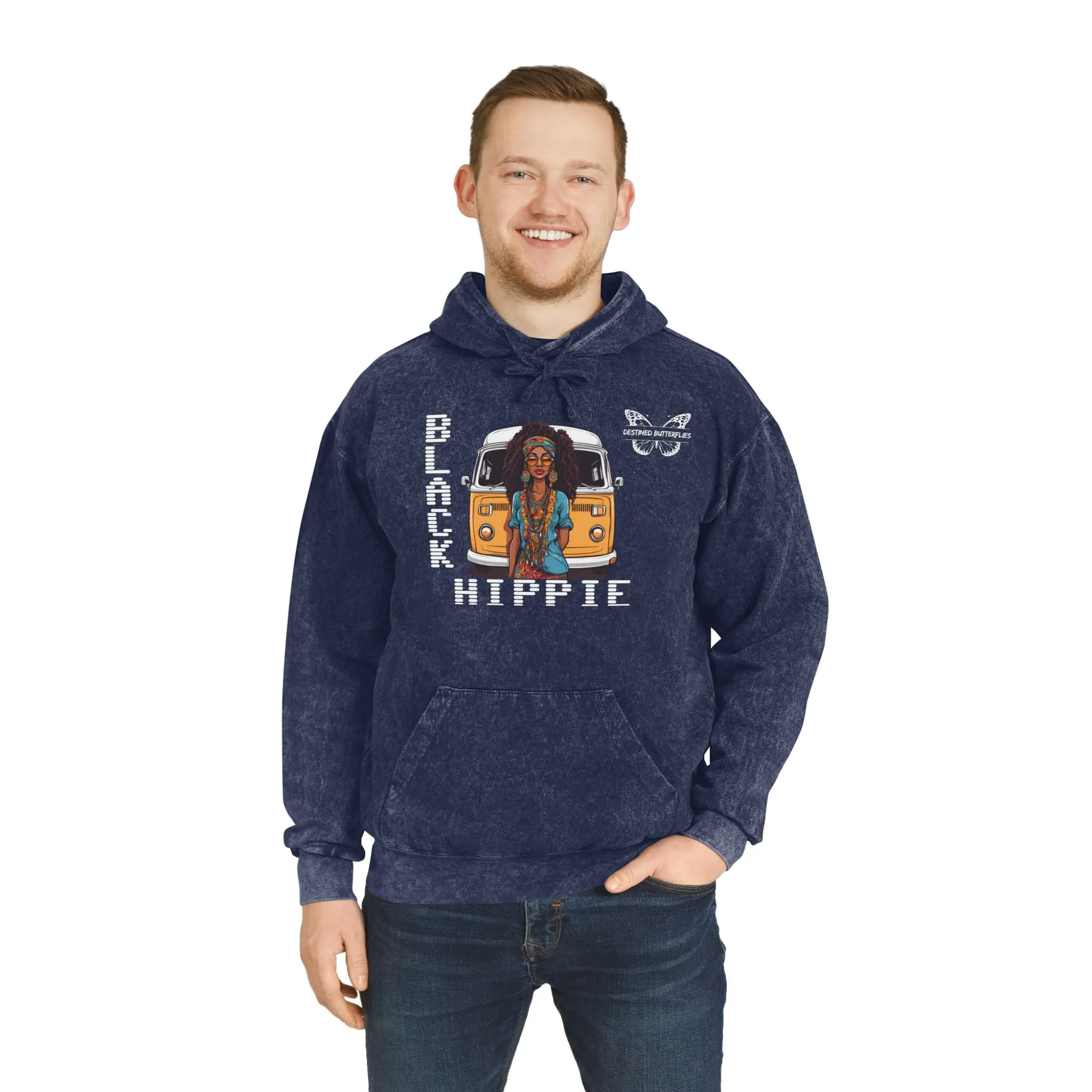 Black Hippie Mineral Wash Hoodie - Free Spirit